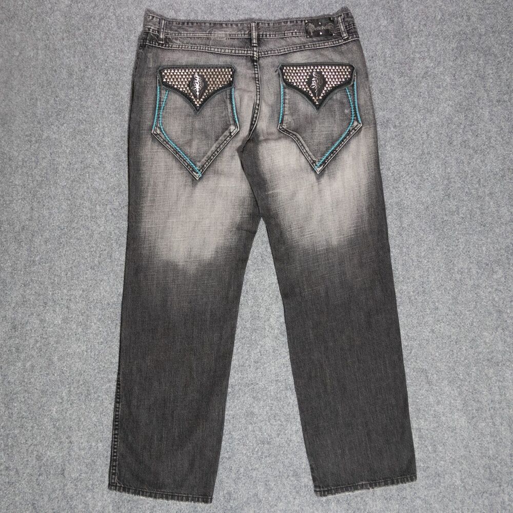 Pelle Pelle Studded Wide Leg Baggy Black Jeans Men’s 40x34 Grunge y2k Skater